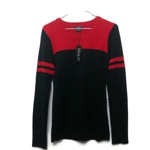 NWT ISY & KI Long Sleeve Sweater XS Black and Red